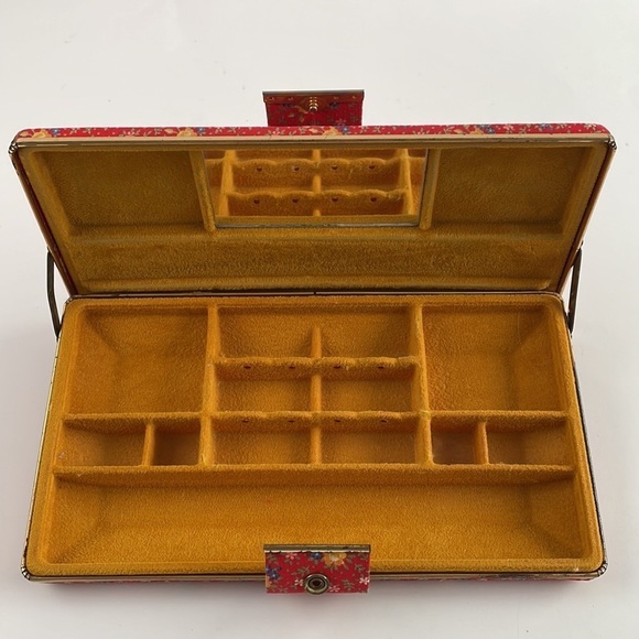 Jewelry Organizer Travel Case 1970’S Retro Red Floral - Picture 12 of 16